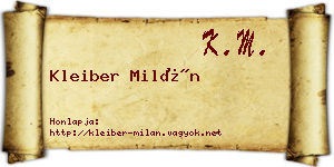 Kleiber Milán névjegykártya